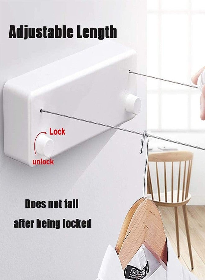 ZEBROC Retractable Heavy Duty Double Clothesline for Drying Clothes Indoor Outdoor | Dual 13.8 ft Stainless Steel Ropes | Wall Mounted or No-Drill Laundry Drying Rack for Balcony(Dual Liner White) - Image 3